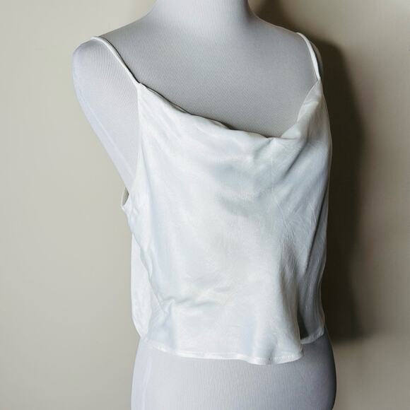 Zara White Satin Effect Cowl Neck Cropped Camisole - Picture 3 of 6